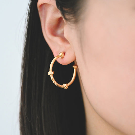 4pcs Gold Hoop Earrings 33mm, 18K Gold plated Brass, Round Circle Earring (GB-1969)