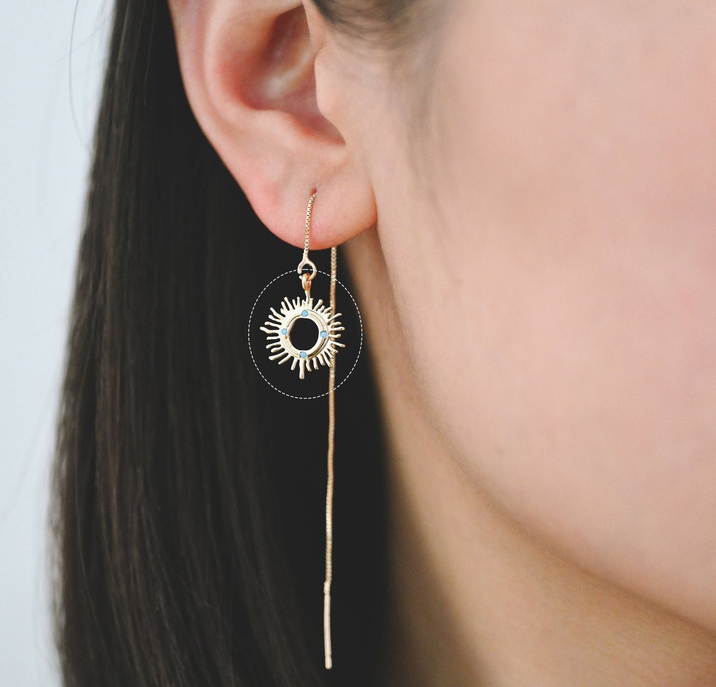 10pcs Gold Plated CZ Pave Sun Charm, Turquoise blue Zircon Charms, CZ Sun Charm (GB-1658-J)