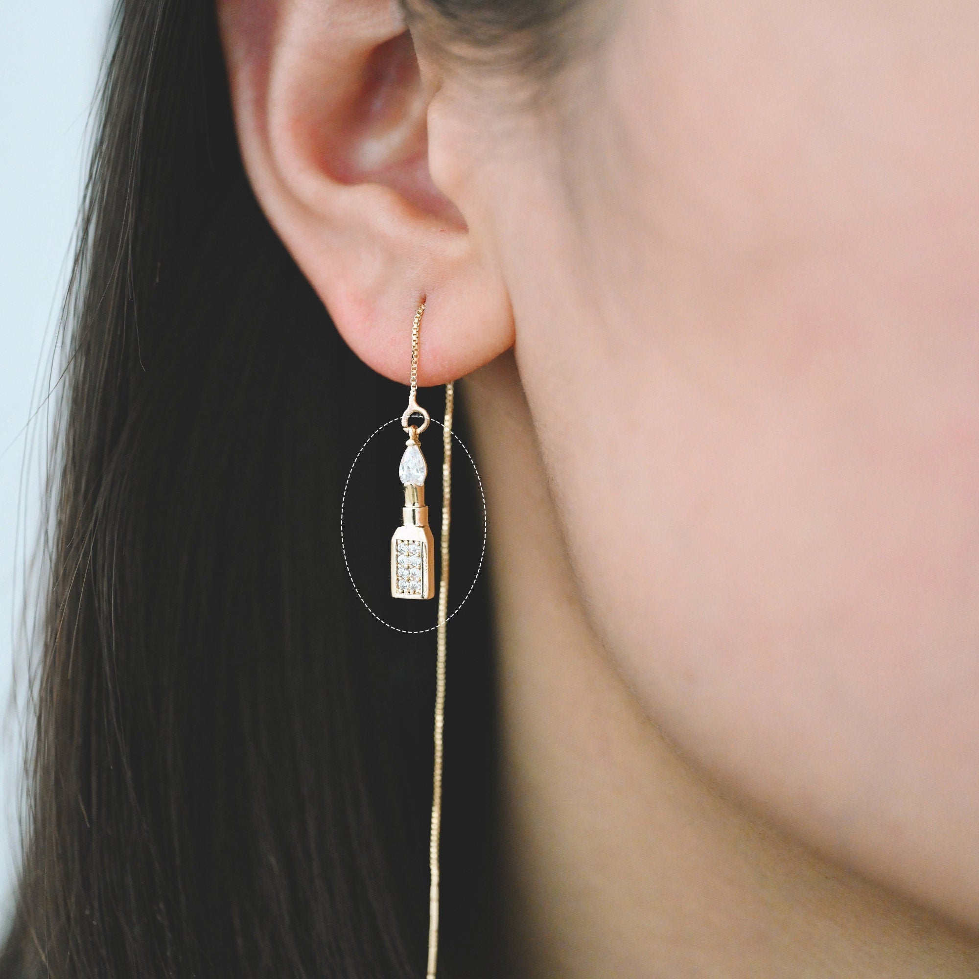 4 pieces CZ Pave Lipstick Charms, 18K real Gold plated Brass (GB-2139)