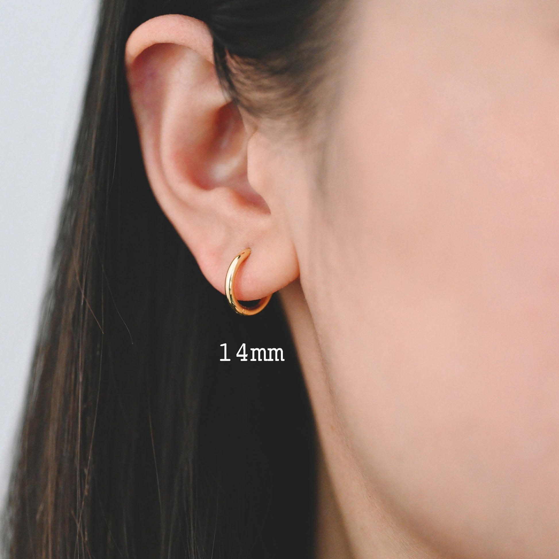 10pcs Gold/ Silver Rose Gold Huggie Hoop Earrings 14/ 16/ 18mm, Stainless Steel Hoops, Simple Hoops 1.6mm thick (GB-2200)
