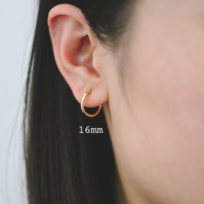 10pcs Gold/ Silver Rose Gold Huggie Hoop Earrings 14/ 16/ 18mm, Stainless Steel Hoops, Simple Hoops 1.6mm thick (GB-2200)