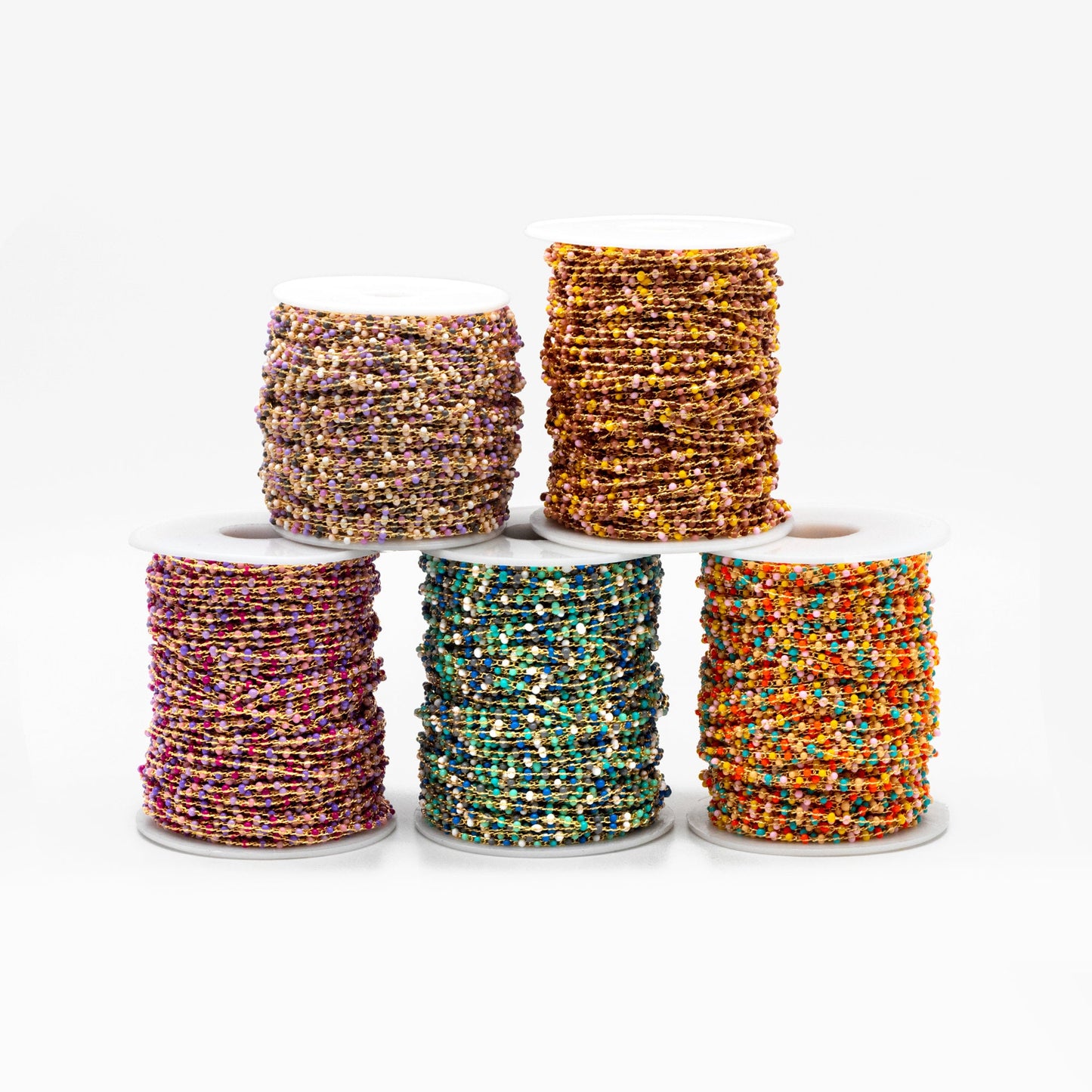 Mix Color Enamel Bead Chains 1.8mm, 18K Gold plated Brass, Quality Bead Chain Wholesale (#LK-615)/ 1 Meter=3.3ft