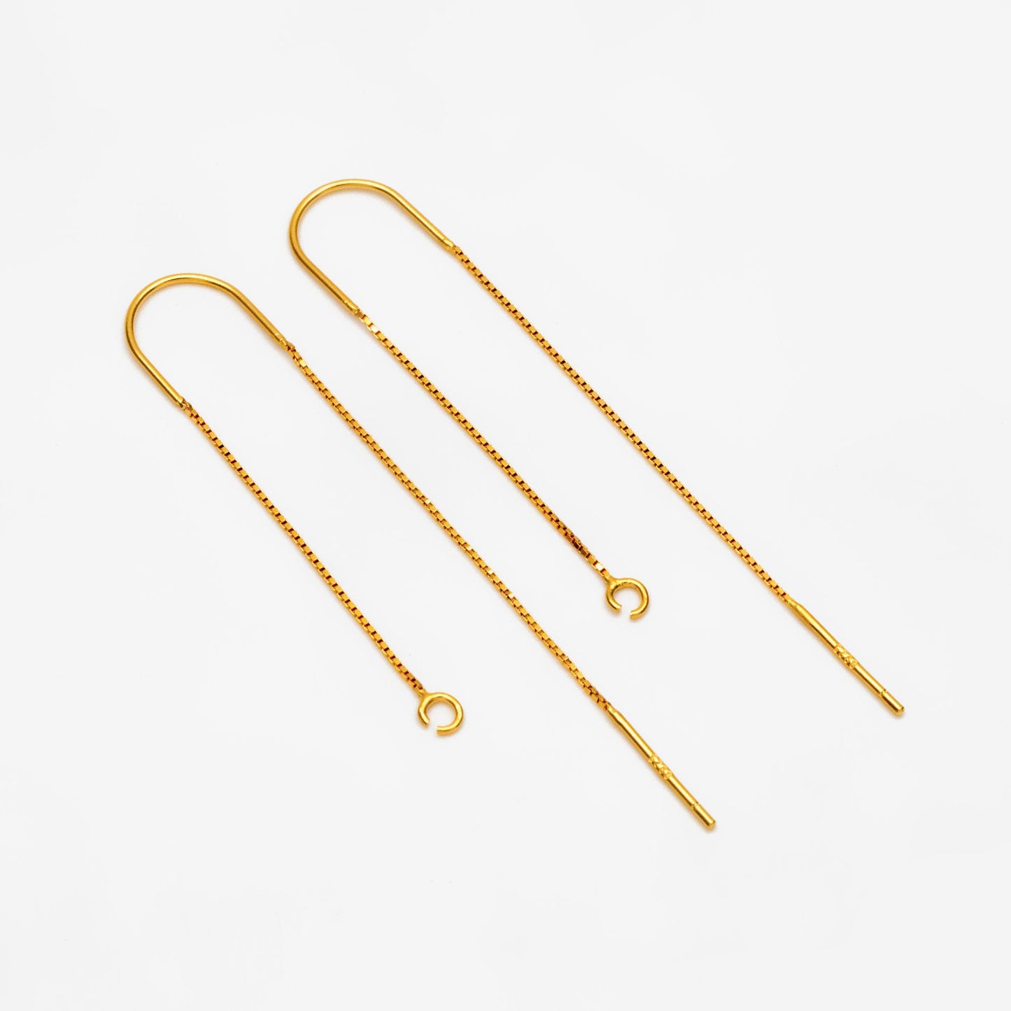 10pcs Sterling Silver Threader Earrings, .925 Silver Box Chain, Earwire Thread with Open Jump Ring (CY-033)