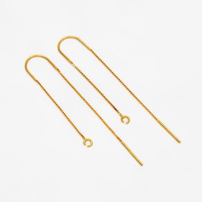 10pcs Sterling Silver Threader Earrings, .925 Silver Box Chain, Earwire Thread with Open Jump Ring (CY-033)