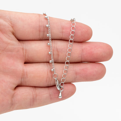 Gold/ Silver Tone Beaded Chain, Gold/ Rhodium plated Brass, Finished Bracelet/ Anklet/ Necklace with Extender Chain, Ready to Wear (#LK-253)