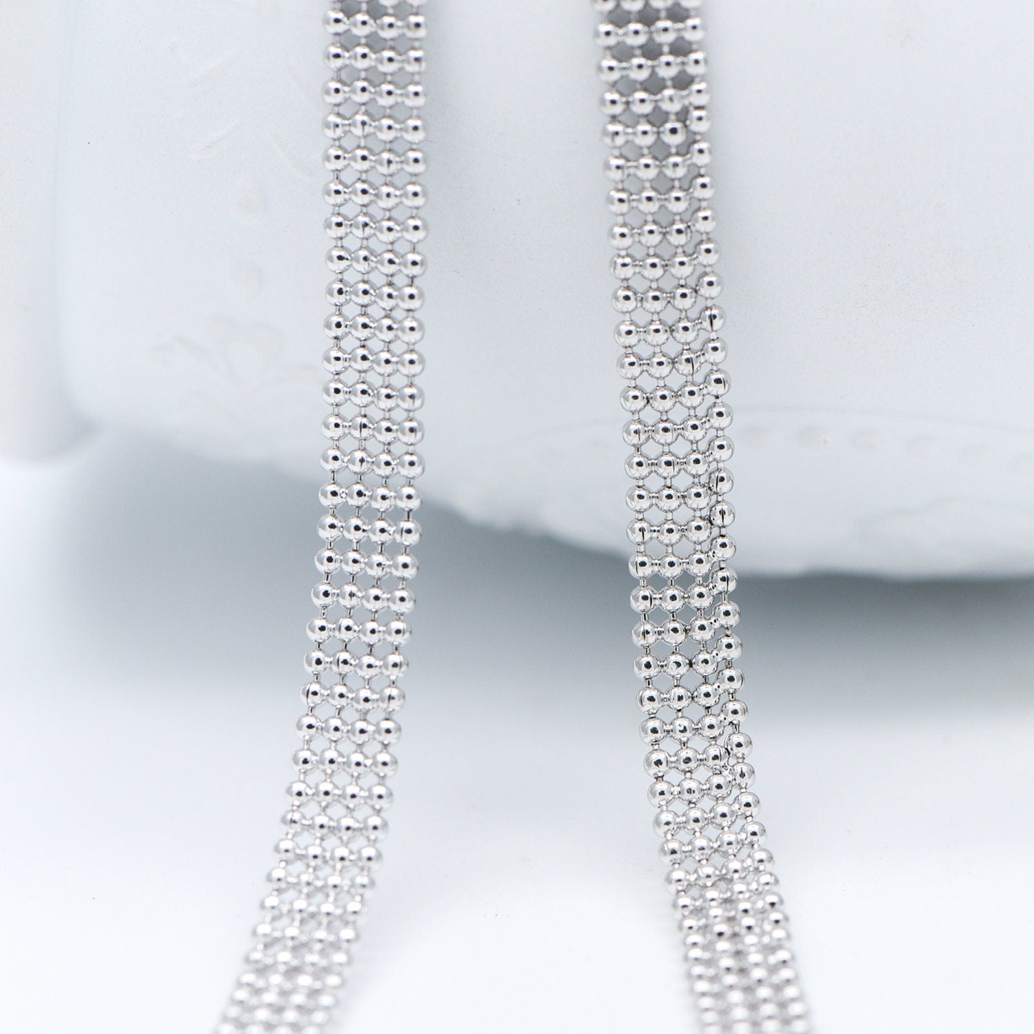 Gold/ Silver tone Multi Strand Ball Chains, Gold/ Rhodium plated Brass Beaded Chain Wholesale (#LK-233)/ 1 Meter=3.3 ft