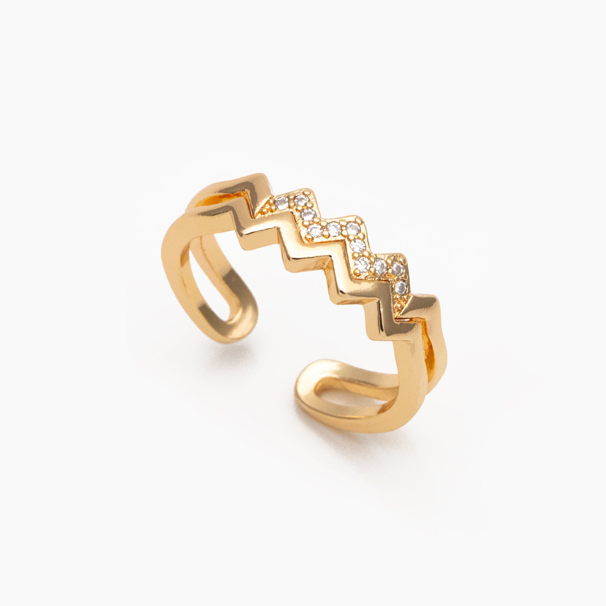 4pcs Double Gold Twist Wavy Ring, Gold band stacking ring, Delicate finger ring, Gold wave rings (#GB-2706)