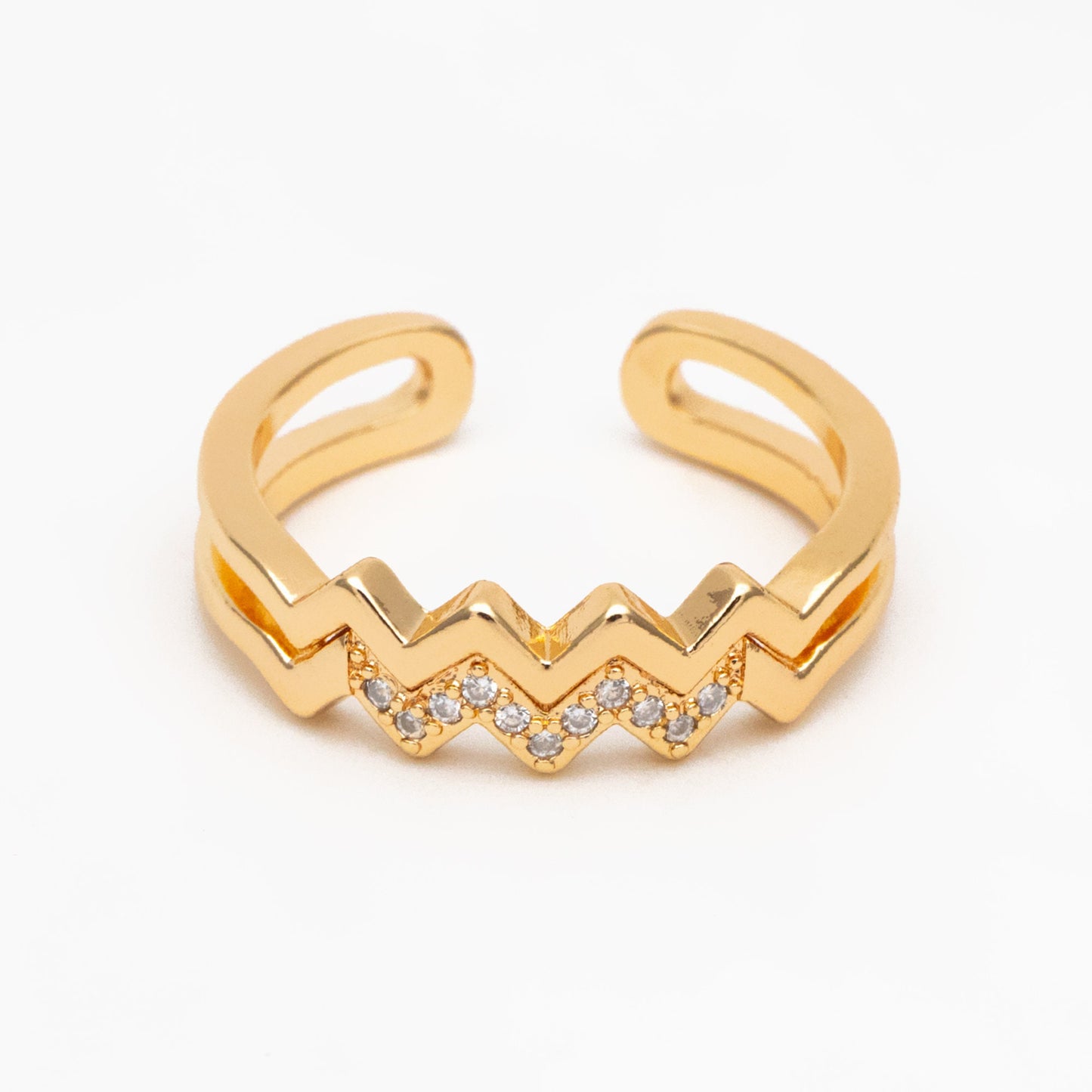 4pcs Double Gold Twist Wavy Ring, Gold band stacking ring, Delicate finger ring, Gold wave rings (#GB-2706)