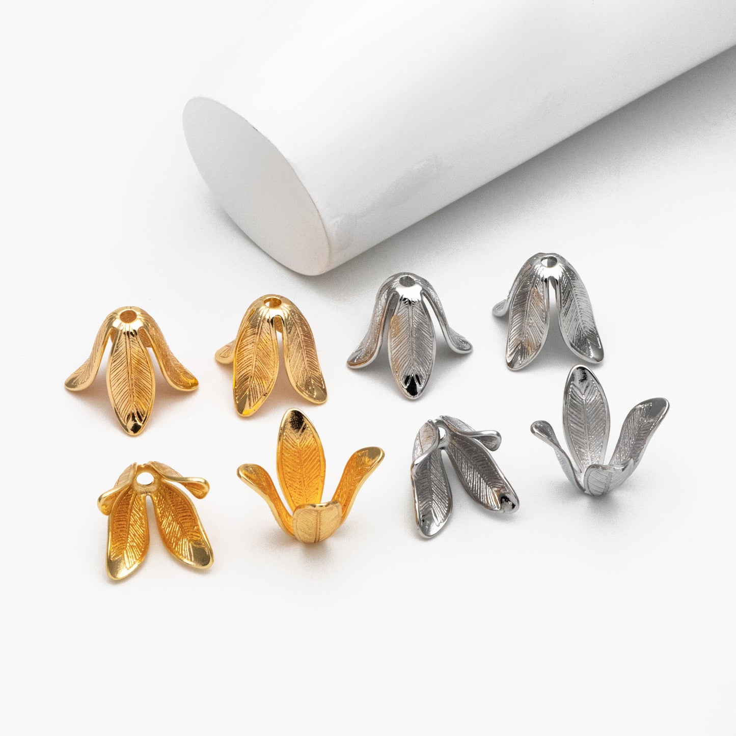 10pcs Gold/ Silver Flower Bead Caps 23x18mm, Gold/ Rhodium plated Brass Floral Tassel Caps (GB-1080)