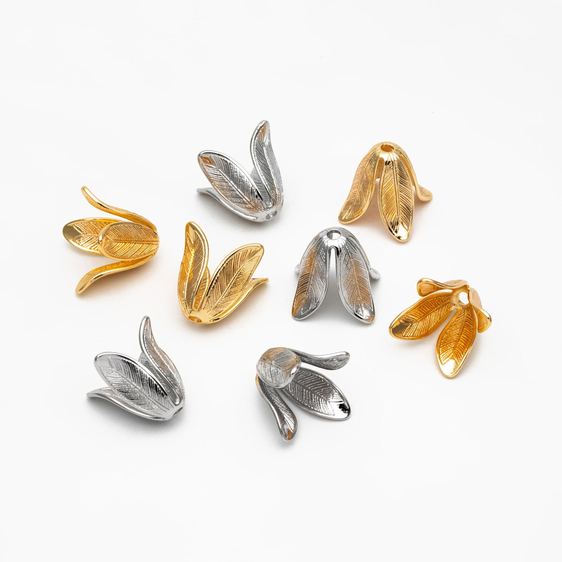 10pcs Gold/ Silver Flower Bead Caps 23x18mm, Gold/ Rhodium plated Brass Floral Tassel Caps (GB-1080)