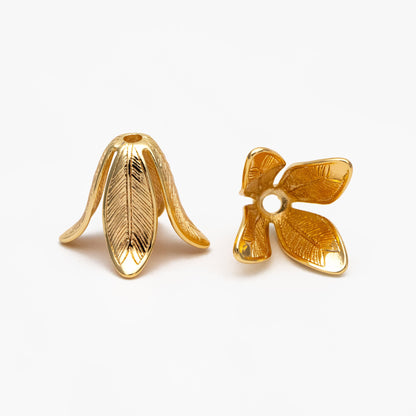 10pcs Gold/ Silver Flower Bead Caps 23x18mm, Gold/ Rhodium plated Brass Floral Tassel Caps (GB-1080)