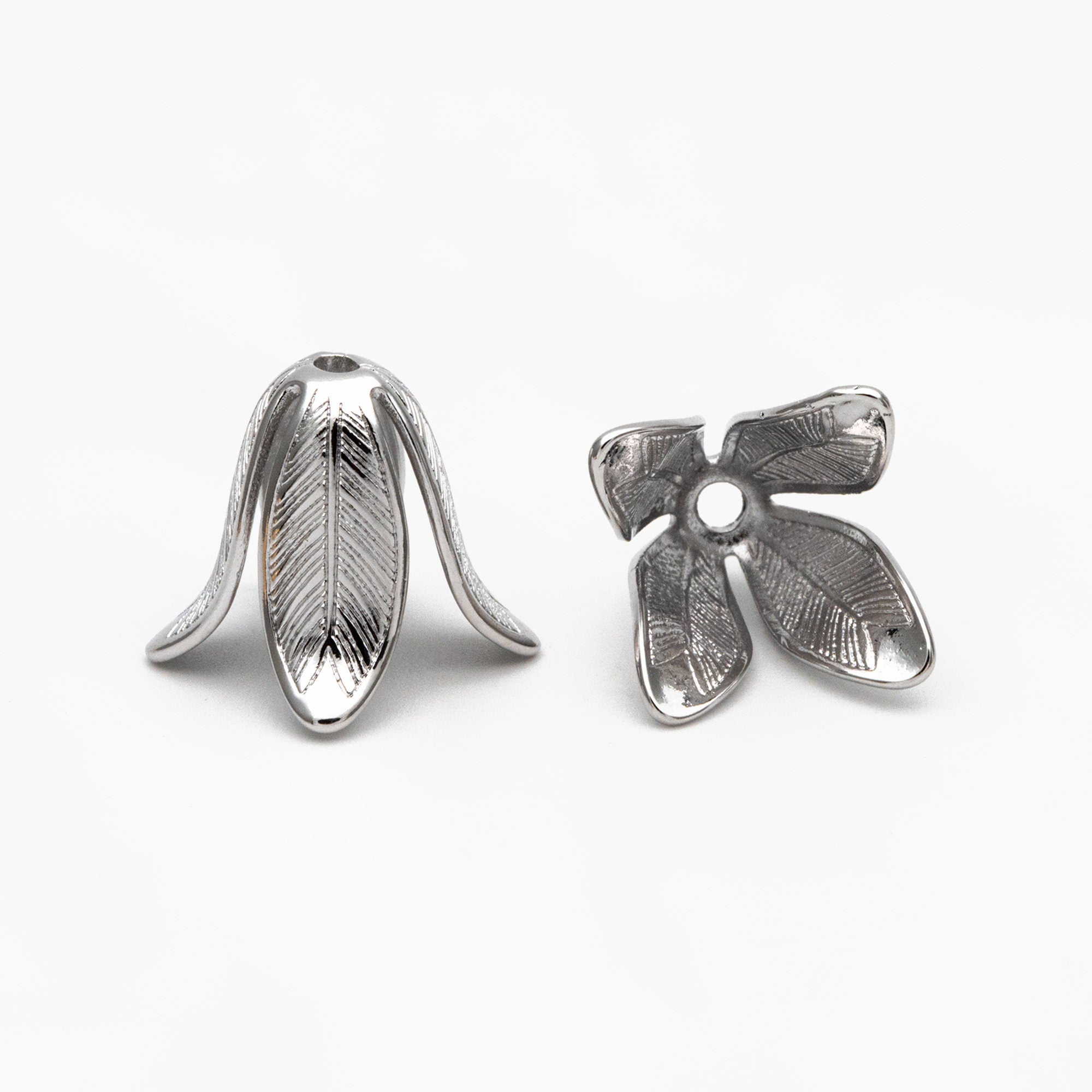 10pcs Gold/ Silver Flower Bead Caps 23x18mm, Gold/ Rhodium plated Brass Floral Tassel Caps (GB-1080)