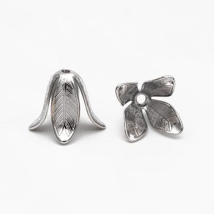 10pcs Gold/ Silver Flower Bead Caps 23x18mm, Gold/ Rhodium plated Brass Floral Tassel Caps (GB-1080)