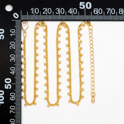 Gold/ Silver Tone Beaded Chain, Gold/ Rhodium plated Brass, Finished Bracelet/ Anklet/ Necklace with Extender Chain, Ready to Wear (#LK-253)