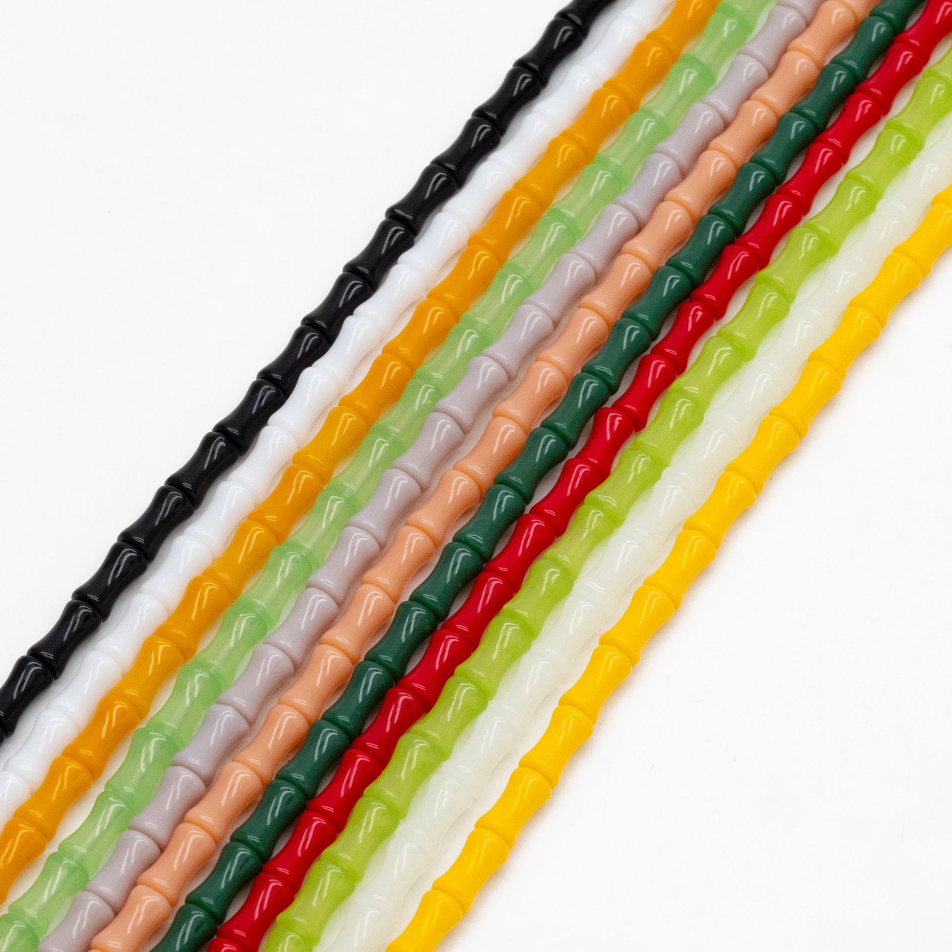 48pcs Smooth Tube Glass beads 4x8mm, Bamboo Shaped Crystal Beads, Multi Colors (GM-049)