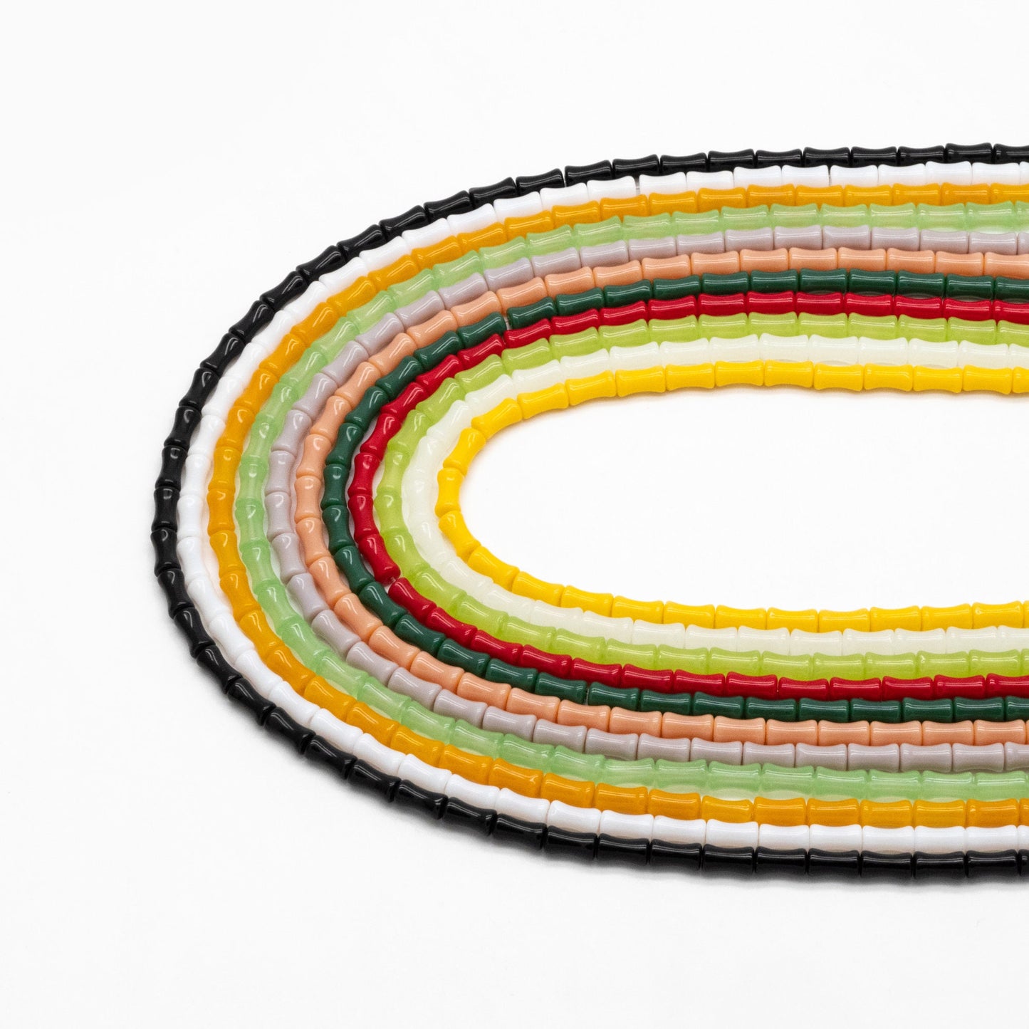 48pcs Smooth Tube Glass beads 4x8mm, Bamboo Shaped Crystal Beads, Multi Colors (GM-049)