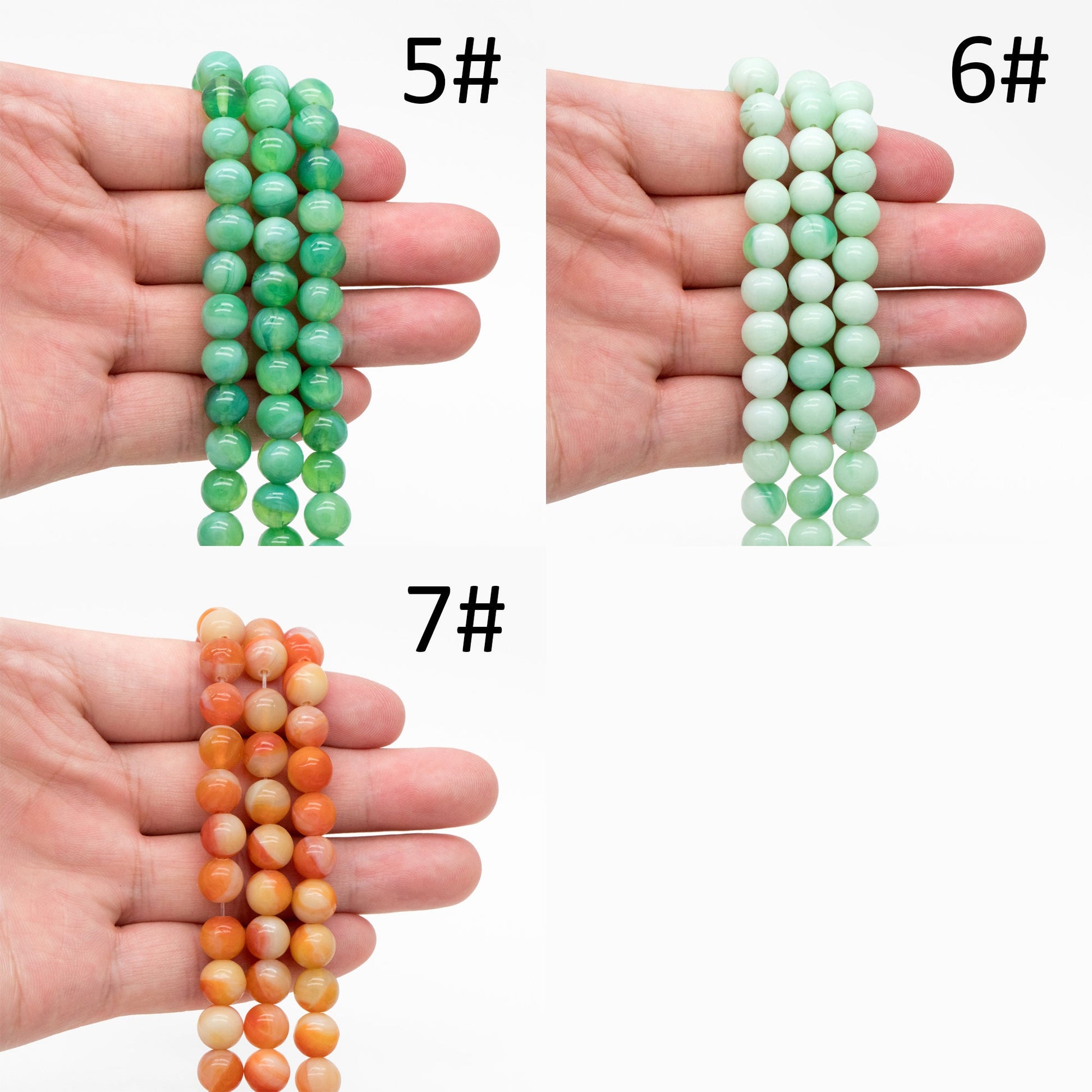 65pcs Smooth Round Glass beads 8mm, Faux Gemstone Beads, Imitation Natural Stone (GM-050)