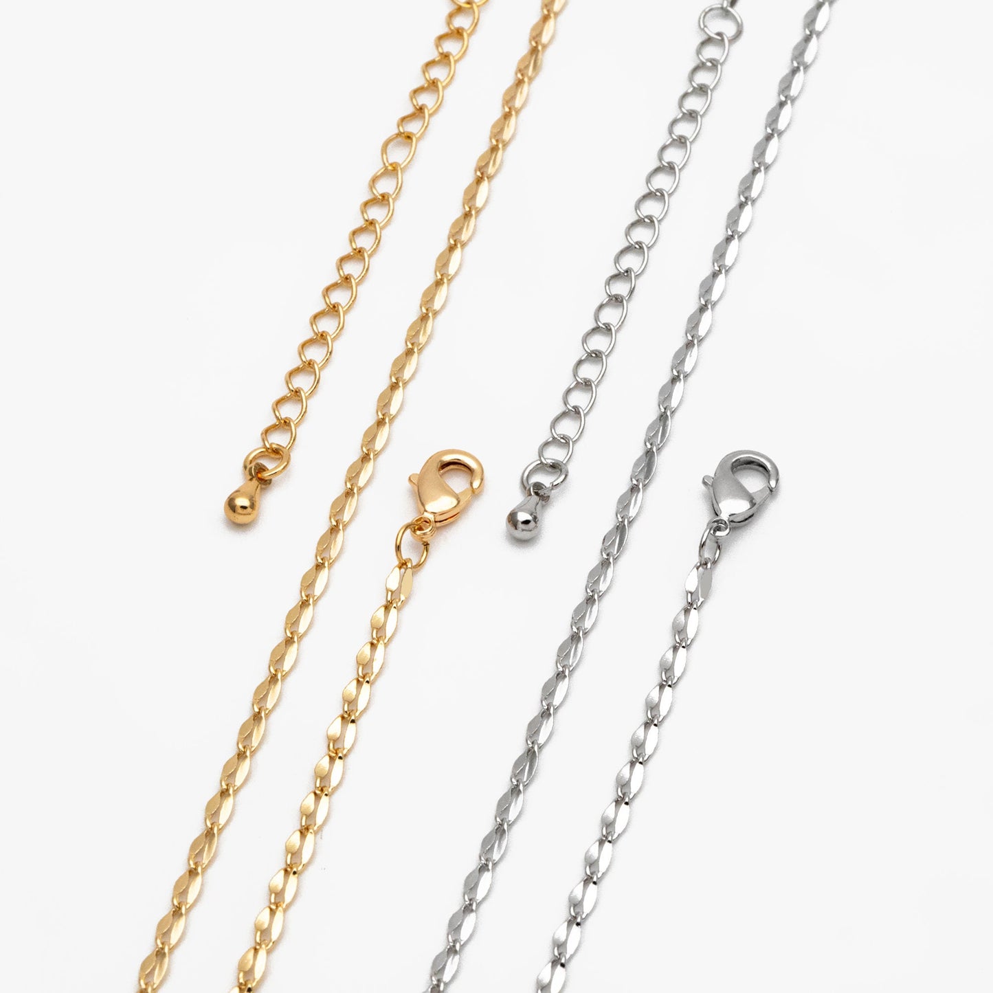 Gold/ Silver Tone Double Bar Linked Chains, Finished Bracelet/ Anklet/ Necklace with Extender Chain, Ready to Wear (#LK-178)
