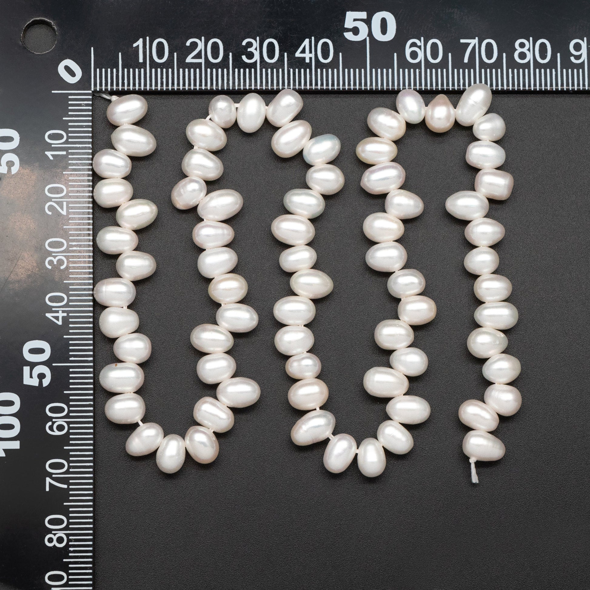 Freshwater Oval Pearl 7-8mm, Top Side Drilled, Natural Teardrop Pearl Beads -(PL-80)/ 14.5" Full strand