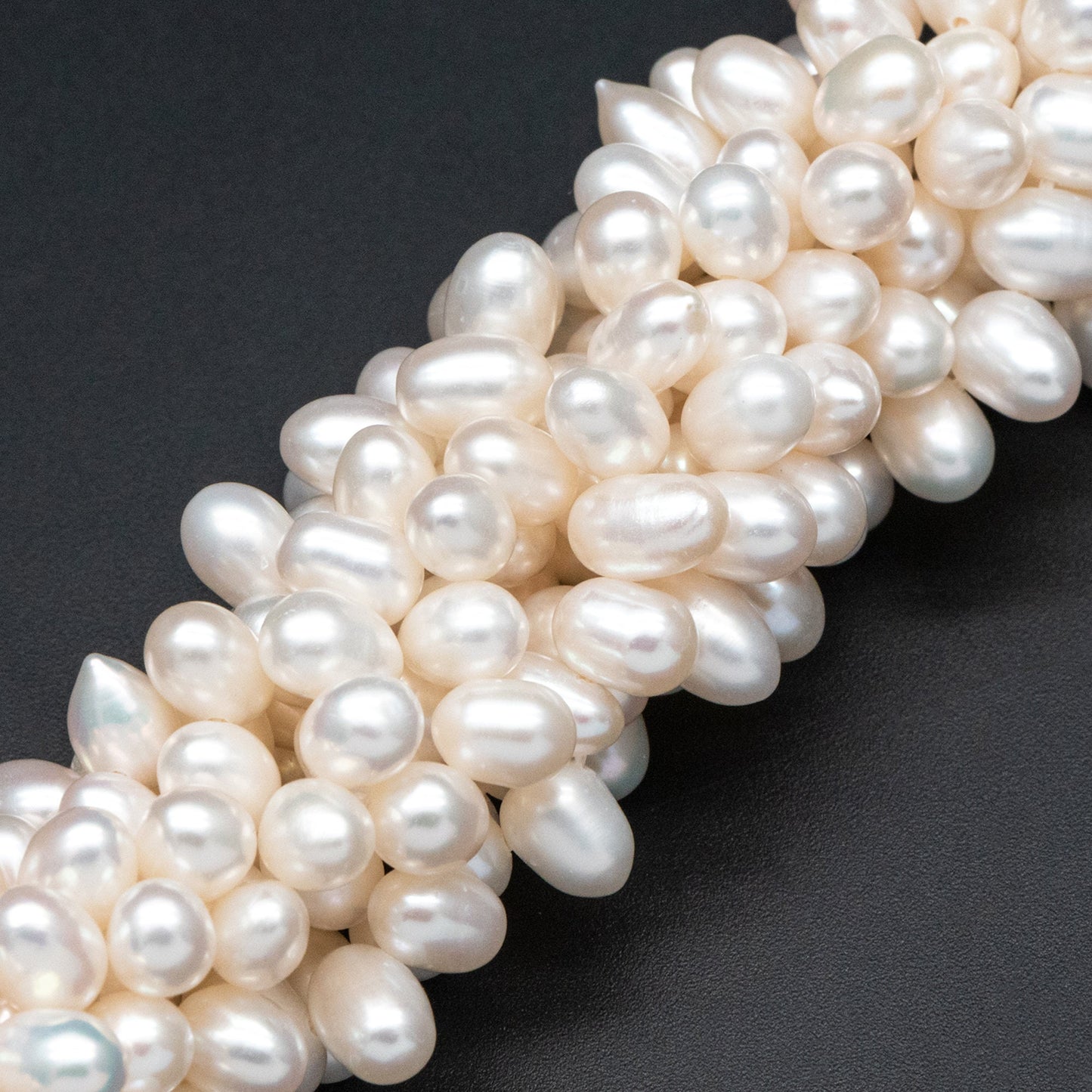 Freshwater Oval Pearl 7-8mm, Top Side Drilled, Natural Teardrop Pearl Beads -(PL-80)/ 14.5" Full strand
