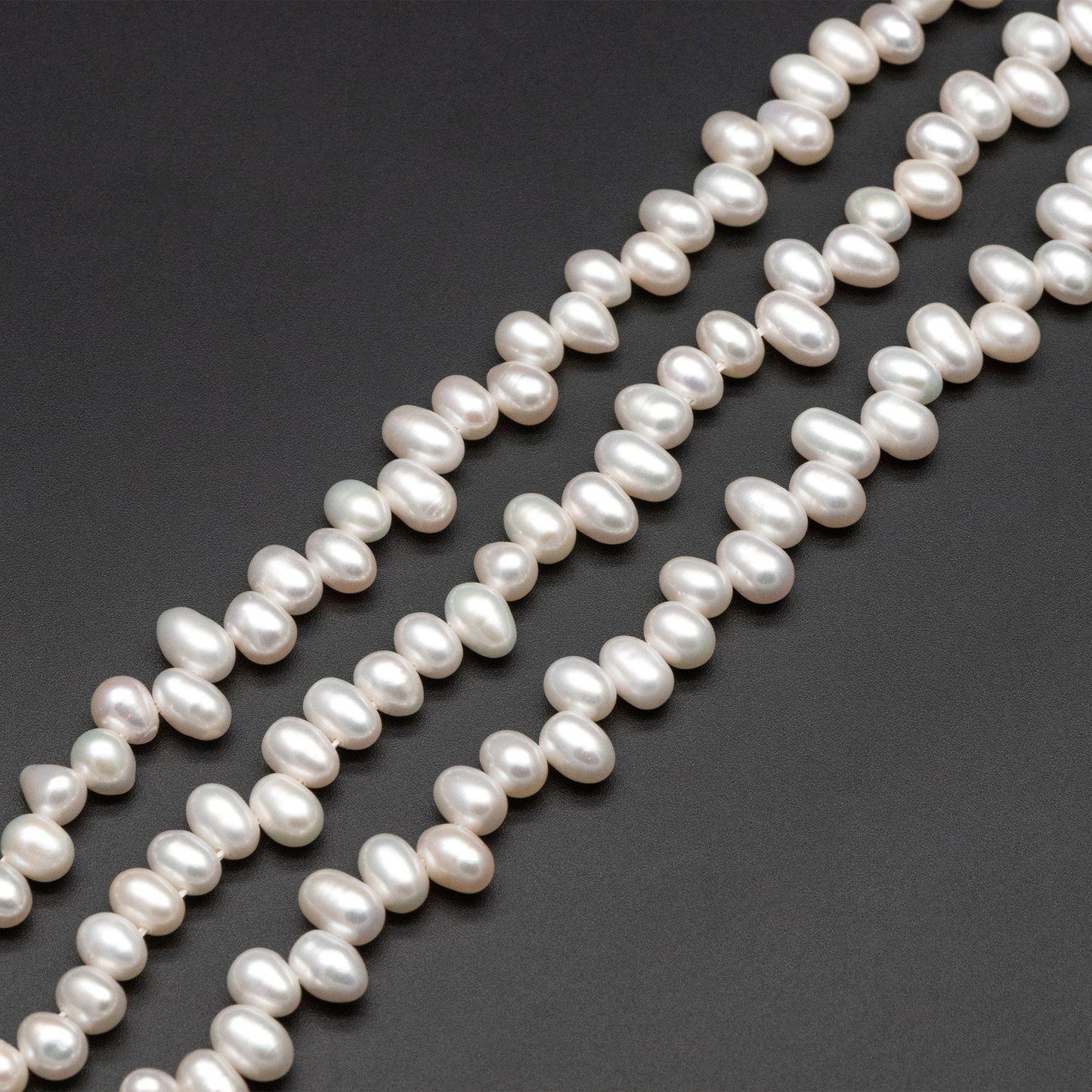 Freshwater Oval Pearl 7-8mm, Top Side Drilled, Natural Teardrop Pearl Beads -(PL-80)/ 14.5" Full strand