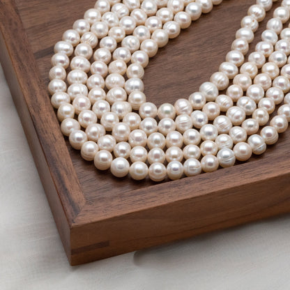 Freshwater Potato Pearls 7x9mm, Natural White Oval Pearls, Loose Pearl Beads Wholesale - (PL-82)/ 15" strand