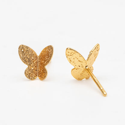 10pcs Gold Butterfly Stud Earring with Loop, DIY Earring Components, Jewelry Making Supplies (GB-3201)