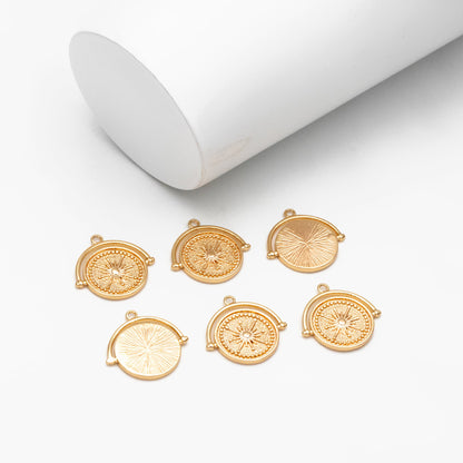 10pcs Gold Compass Charms 17x17mm, 18K Gold plated Brass, Travel Charms, Nautical Charms (GB-4432)