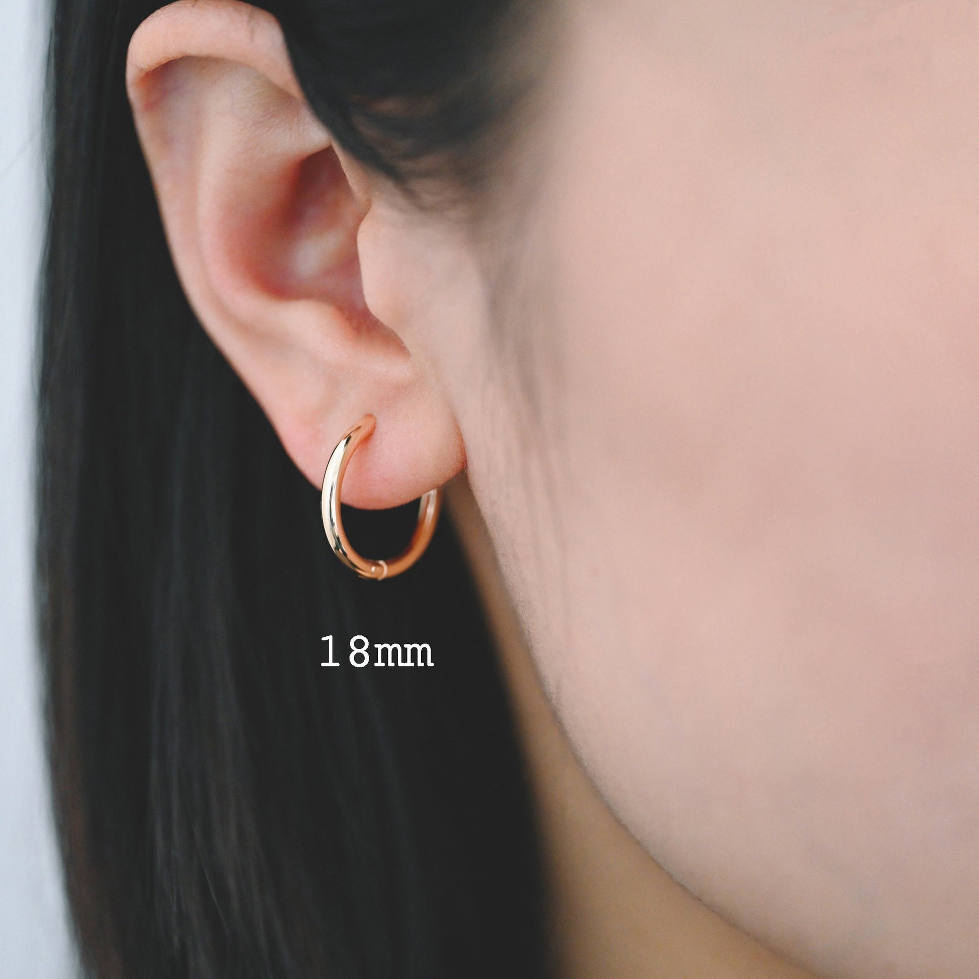 10pcs Gold/ Silver Tone Huggie Hoop Earrings, 2mm thick, 16/ 18/ 20mm, Stainless Steel Huggies, Minimalist Hoop Earrings (GB-2209)