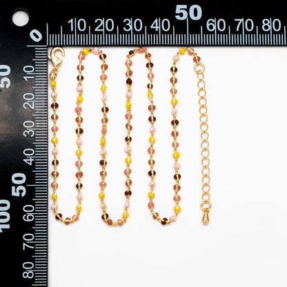 Mix Color Enamel Bead Chains 1.8mm, Finished Bracelet/ Anklet/ Necklace with Extender Chain, Gold plated Brass, Ready to Wear (#LK-615)