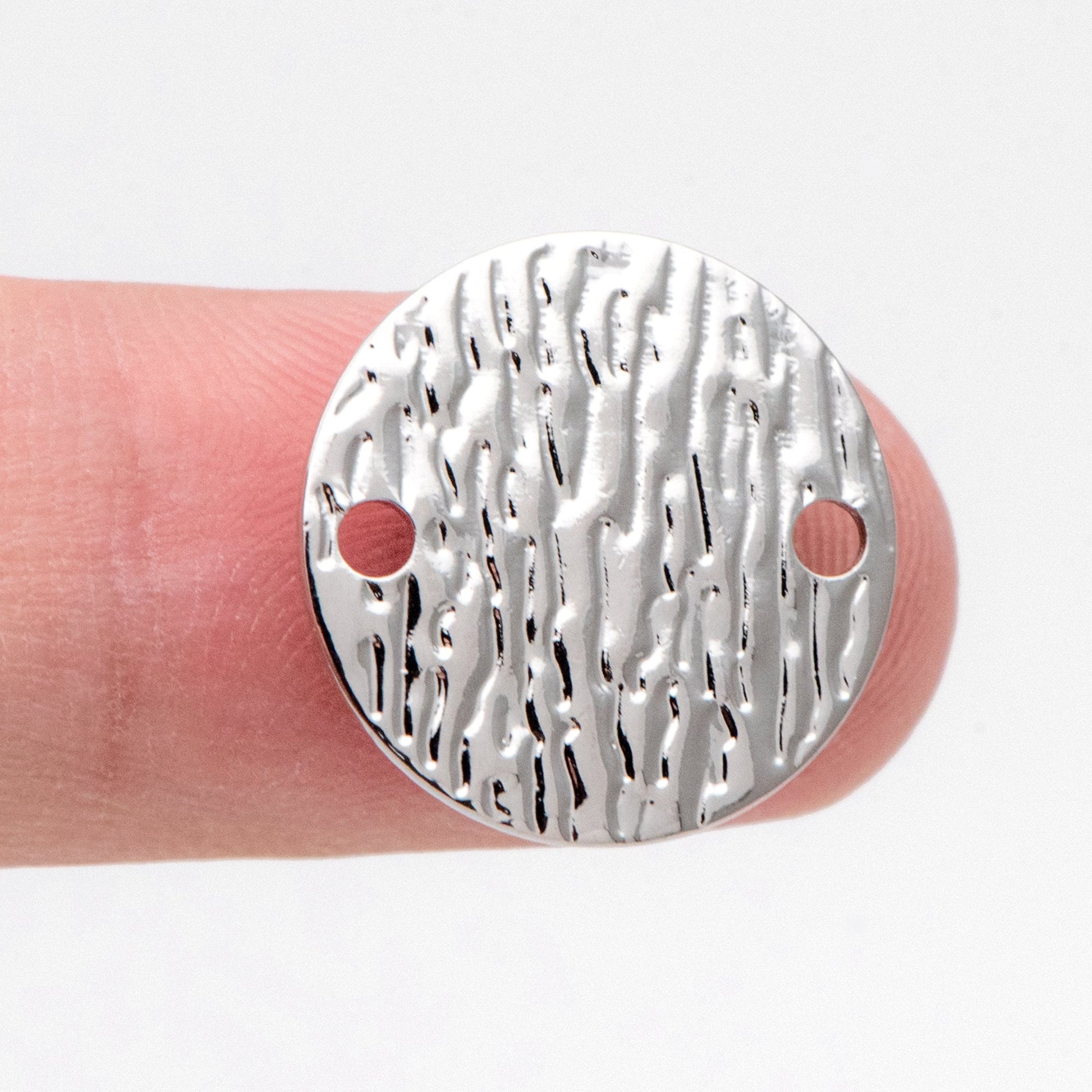 10pcs Gold/ Silver Tone Round Textured Disc Connectors 16mm, Gold/ Rhodium plated Brass Coin Disk Charms (GB-654-A)