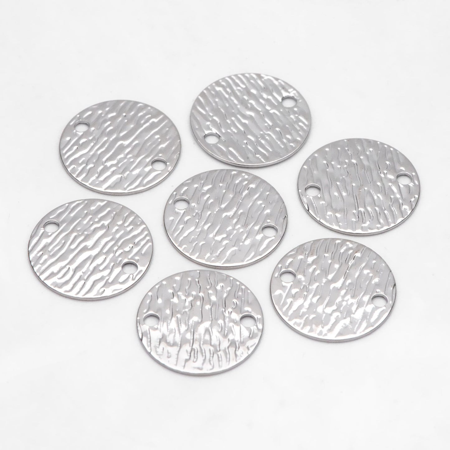 10pcs Gold/ Silver Tone Round Textured Disc Connectors 16mm, Gold/ Rhodium plated Brass Coin Disk Charms (GB-654-A)