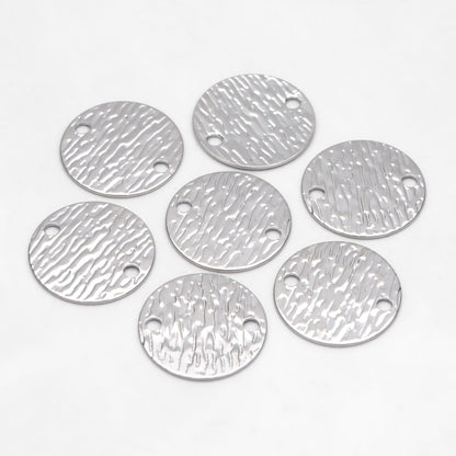 10pcs Gold/ Silver Tone Round Textured Disc Connectors 16mm, Gold/ Rhodium plated Brass Coin Disk Charms (GB-654-A)