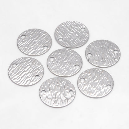 10pcs Gold/ Silver Tone Round Textured Disc Connectors 16mm, Gold/ Rhodium plated Brass Coin Disk Charms (GB-654-A)