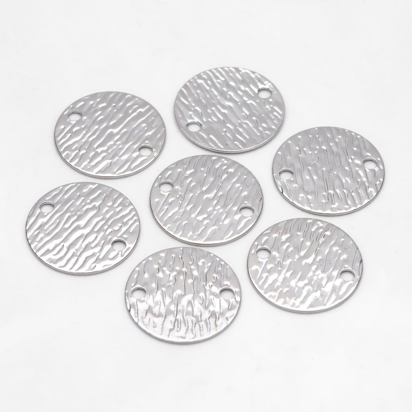 10pcs Gold/ Silver Tone Round Textured Disc Connectors 16mm, Gold/ Rhodium plated Brass Coin Disk Charms (GB-654-A)