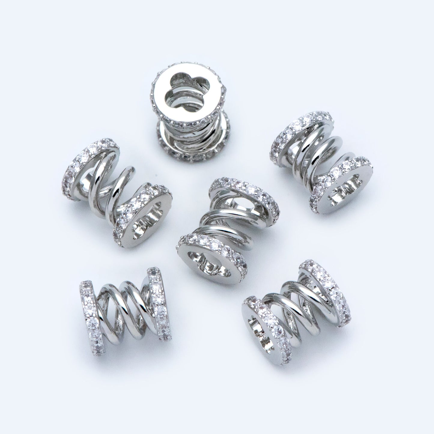 4pcs CZ Pave Tubular Charms: Gold/ Rhodium Plated Brass Pendants (GB-1412-1)