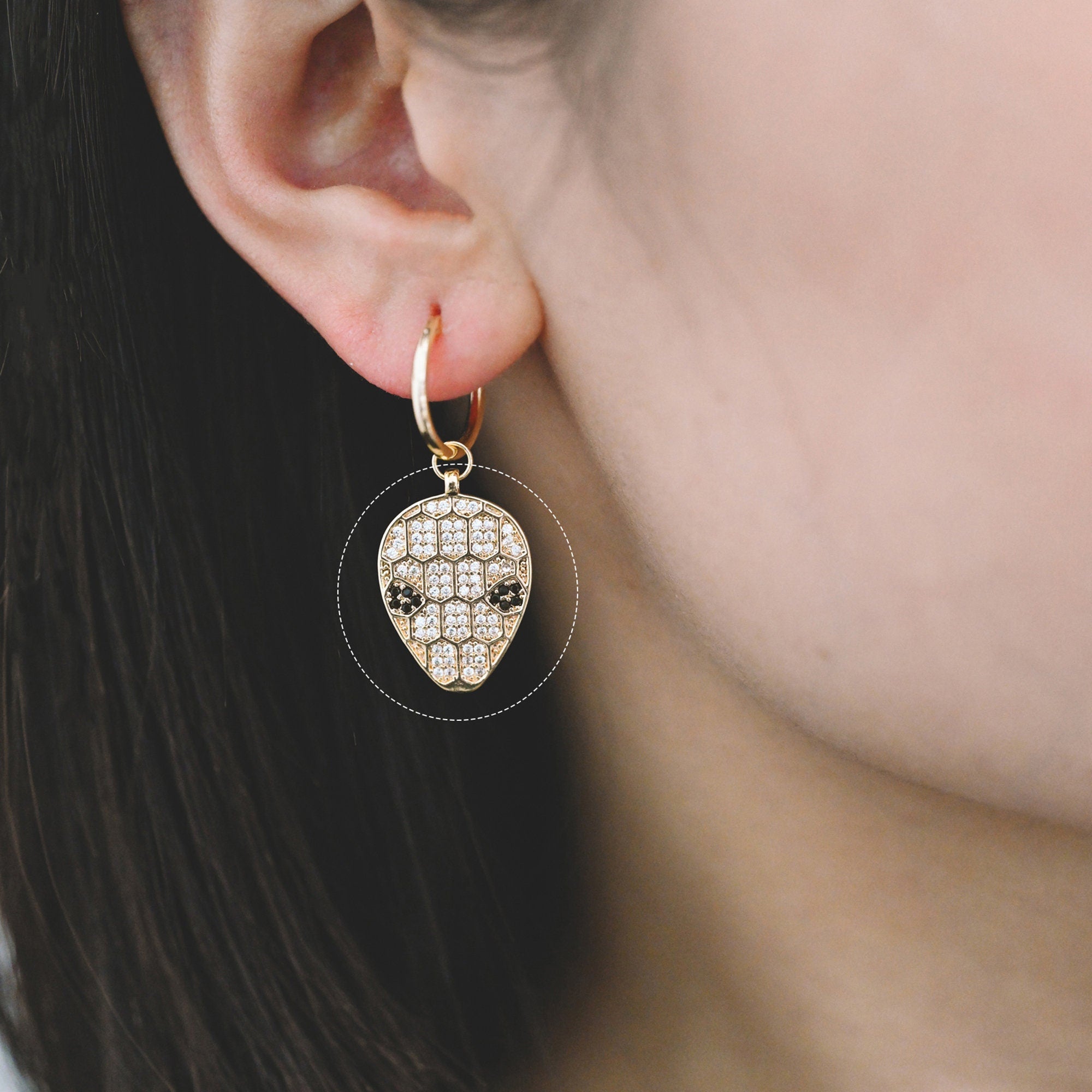 4pcs CZ Pave Gold ET Charm, Jewelry Making, Diy Material, Jewelry Supplies (GB-2278)