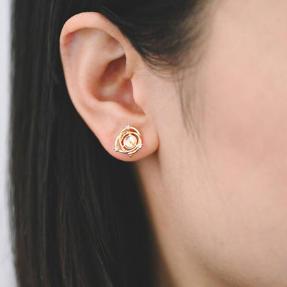 4pcs Gold/ Silver Stud Earring Findings, Pearl Peg Earring Mounts,Half Drilled Pearl Post Earring Settings (GB-2284)