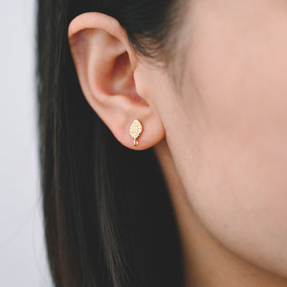 10pcs Rustic Ear Posts, 18K Gold plated Brass Stud Earrings, Jewelry Making Supplies Wholesale (GB-2324)