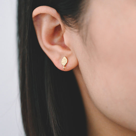 10pcs Rustic Ear Posts, 18K Gold plated Brass Stud Earrings, Jewelry Making Supplies Wholesale (GB-2324)