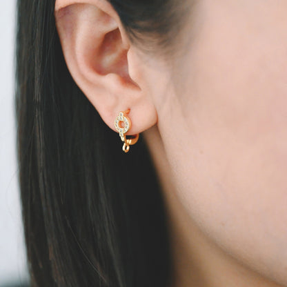 4pcs CZ Pave Gold Click-in Style Leverback Earring with Loop, Earring Finding Wholesale (GB-3904-B)