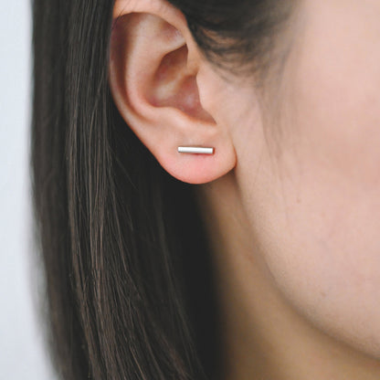 10pcs Gold/ Silver Tone Bar Ear Studs, Gold/ Rhodium plated Brass Stick Earrings (#GB-2369)