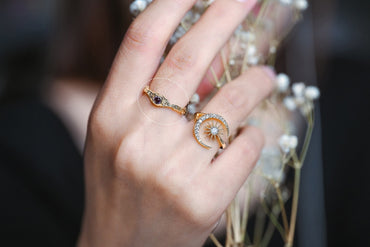 4pcs Purple CZ Ring, Hammered Ring, Stacking Ring, Statement Ring, Adjustable Ring (#GB-3527)