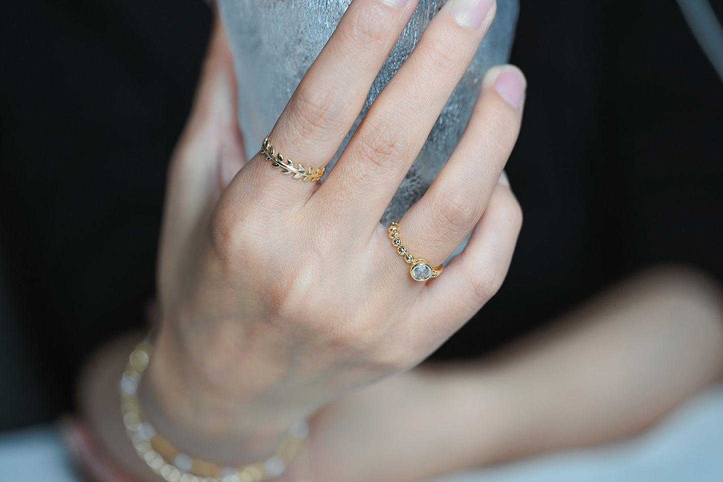 4pcs Gold/ Silver Leaf Finger Ring, Everyday Ring, Modern Style Ring, Fashion Rings, Dainty Rings (#GB-3609)