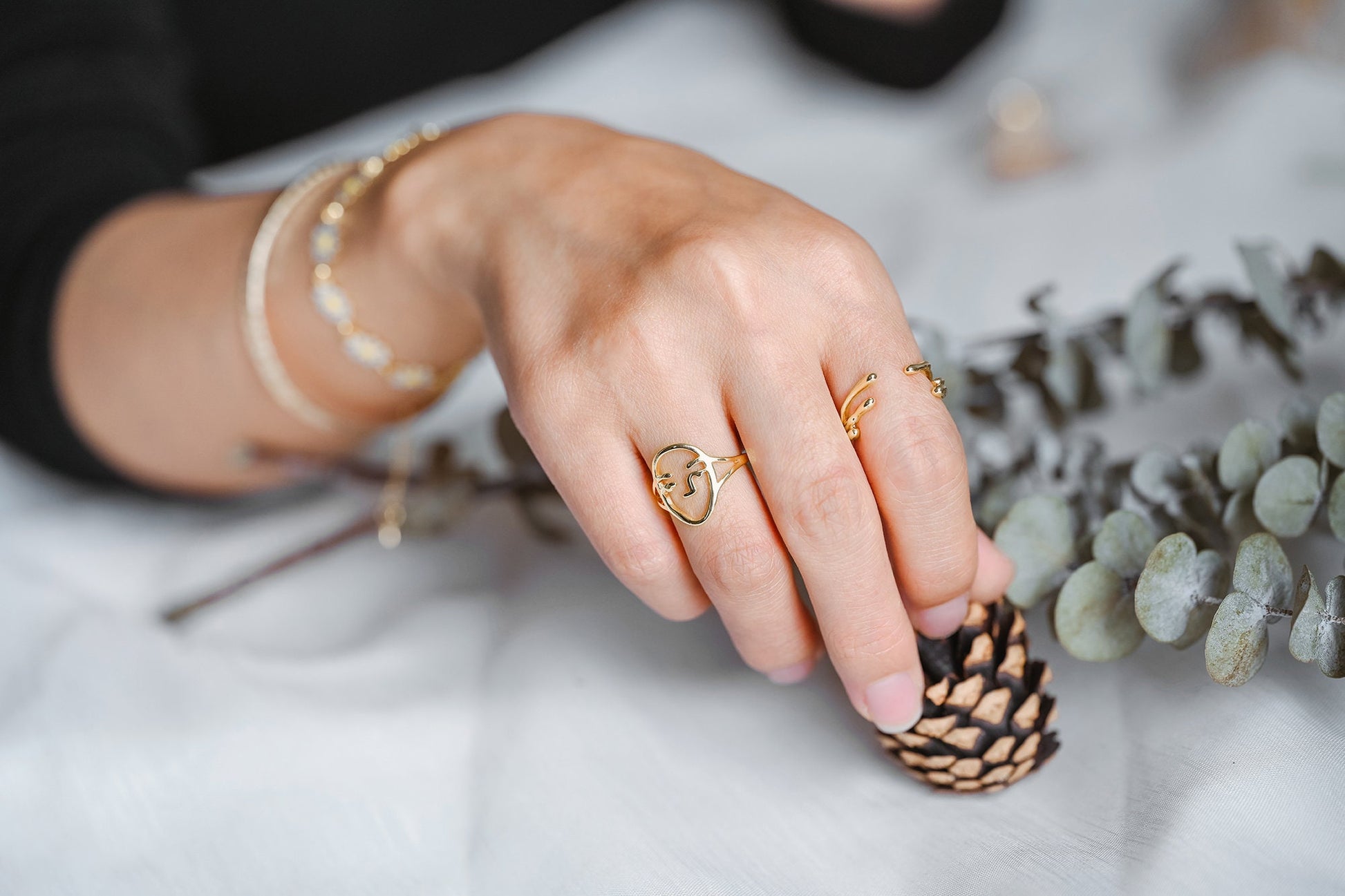 4pcs Gold Triple Band Ring, Everyday Ring, Modern Style Ring, Fashion Rings, Minimalist Ring (#GB-3629)