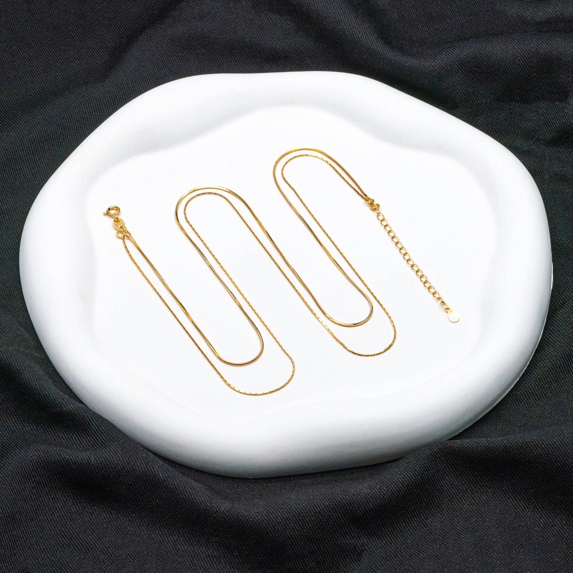 Sterling Silver Double Layer Necklace, Dainty Snake Chain Necklace, Gold/ Silver, Ready to Wear (CY-040)