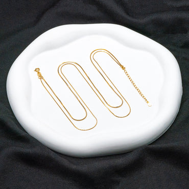 Sterling Silver Double Layer Necklace, Dainty Snake Chain Necklace, Gold/ Silver, Ready to Wear (CY-040)