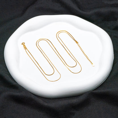 Sterling Silver Double Layer Necklace, Dainty Snake Chain Necklace, Gold/ Silver, Ready to Wear (CY-040)