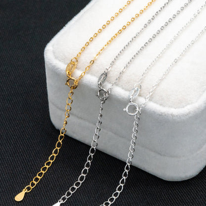 Adjustable Sterling Silver Necklace, 1.4mm Dainty Cable Chain, Gold/ Rhodium plated .925 Silver, Ready to Wear (CY-041)