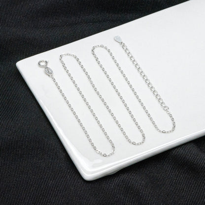 Adjustable Sterling Silver Necklace, 1.4mm Dainty Cable Chain, Gold/ Rhodium plated .925 Silver, Ready to Wear (CY-041)